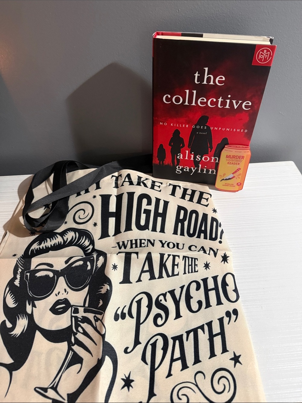 Book bundle. Hardcover book, bookmark, and tote